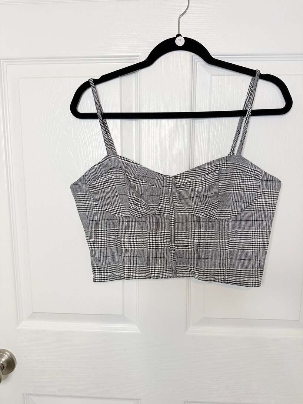 Forever 21 Glen Plaid Woven Bustier Crop Top